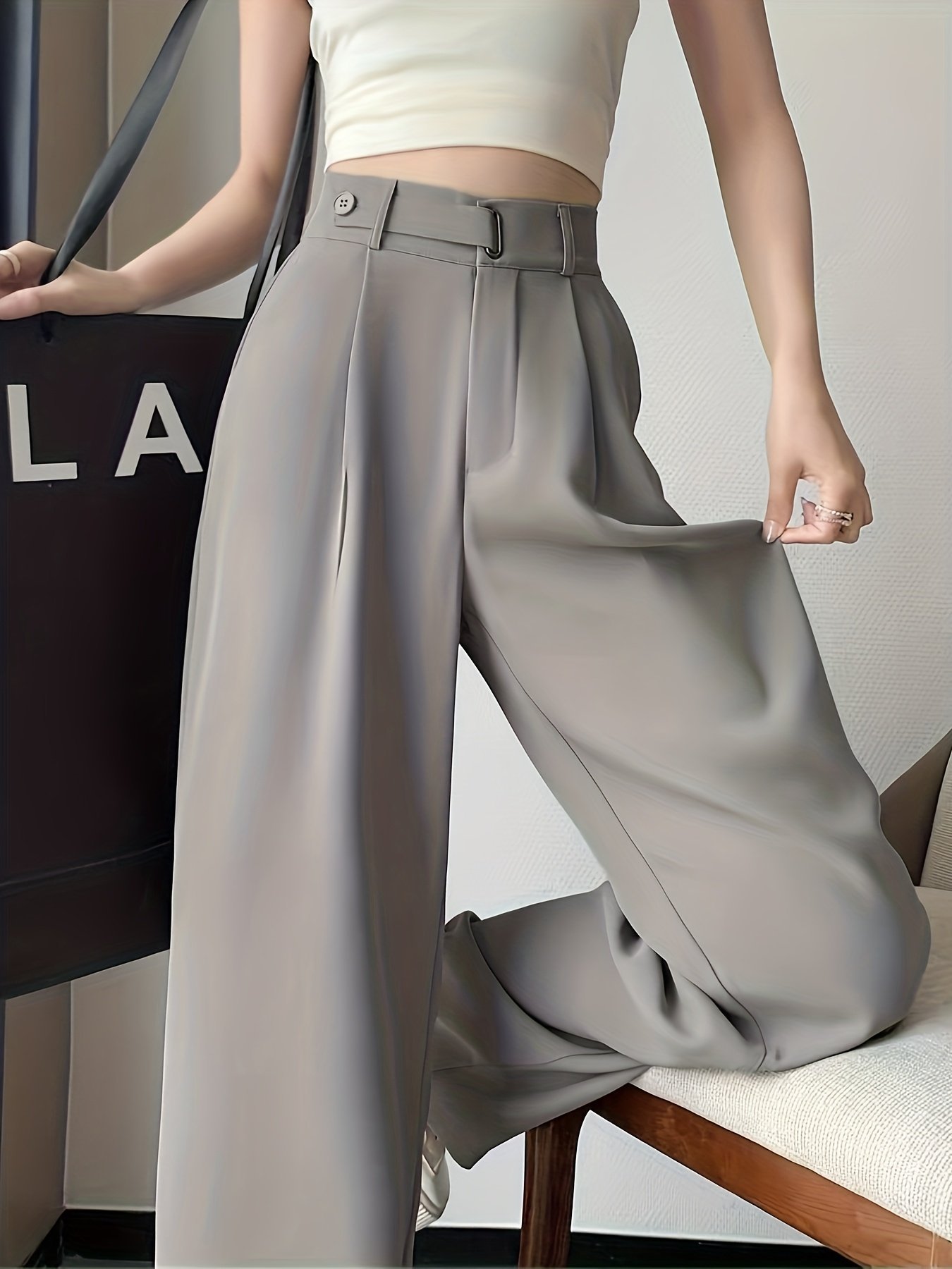 High-End Summer Black Suit Pants