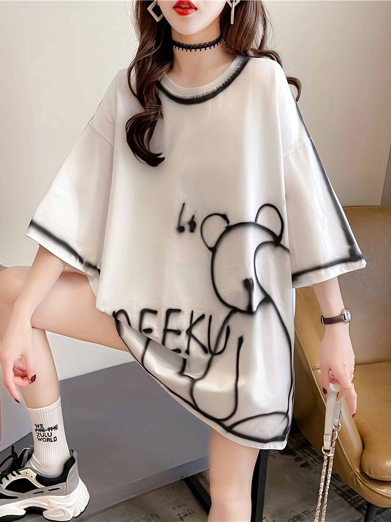 Trendy Loose-Fit Cartoon T-Shirt - Image 2