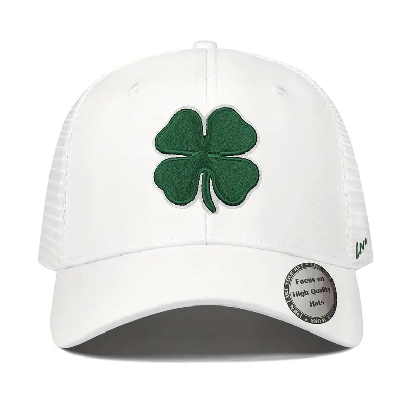 Stylish Baseball Cap with Embroidered Four Leaf Clover - Image 2