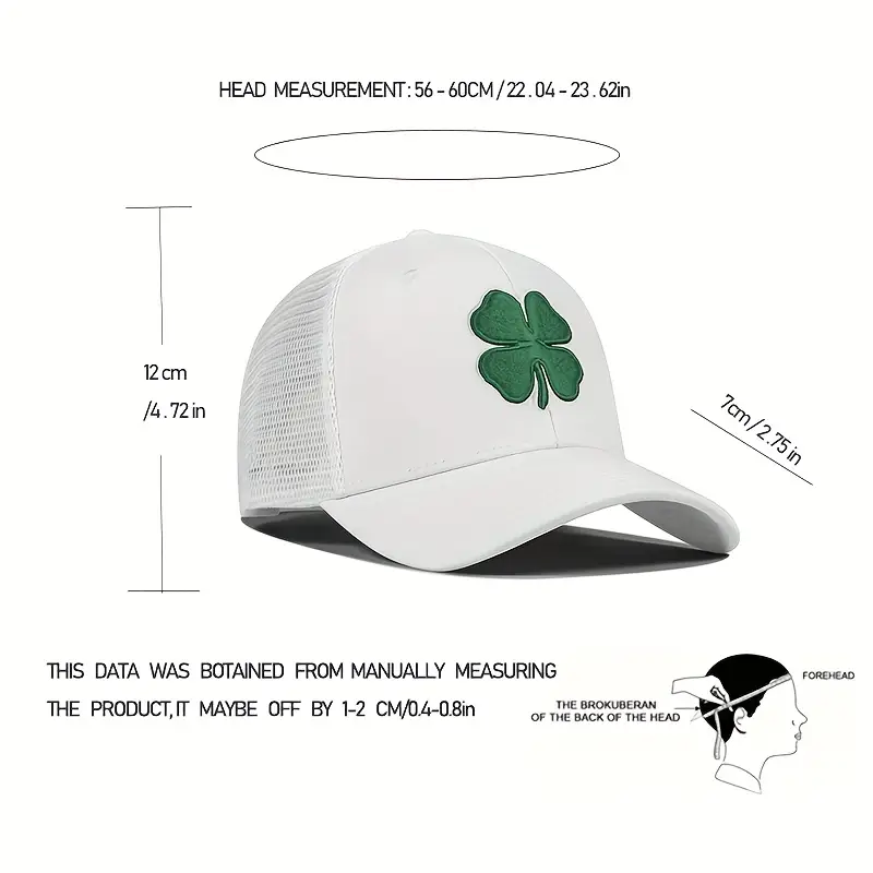 Stylish Baseball Cap with Embroidered Four Leaf Clover - Image 3